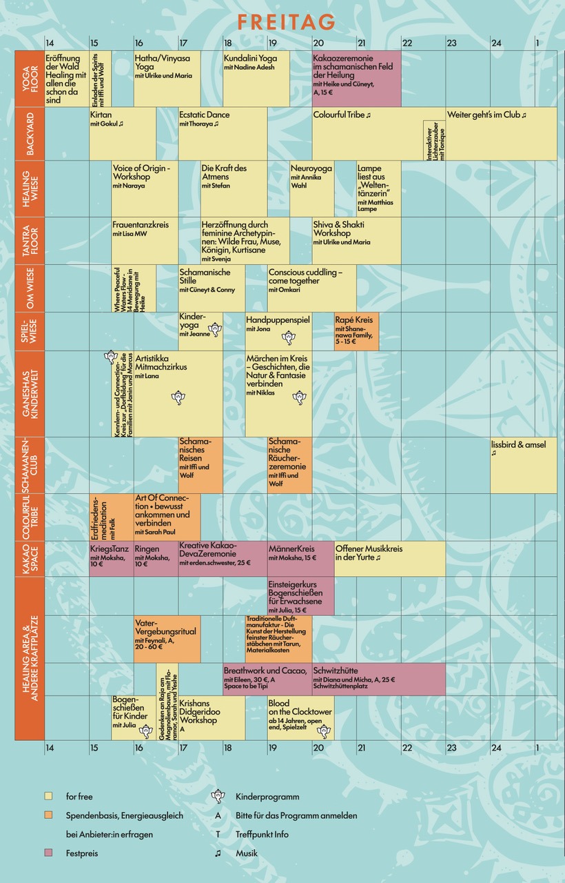 Programm Wald Healing Festival Timetable