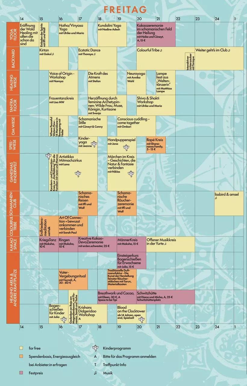 Programm Wald Healing Festival Timetable